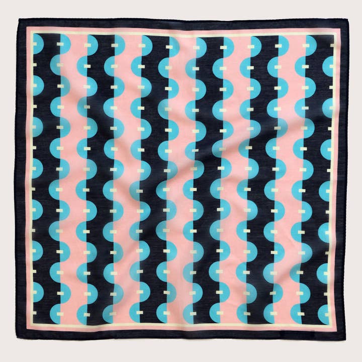 Haferkorn & Sauerbrey - Wholesale Scarf - Unisex - Funky Waves Scarf, Silk-Cotton Blend, 60x60 cm0