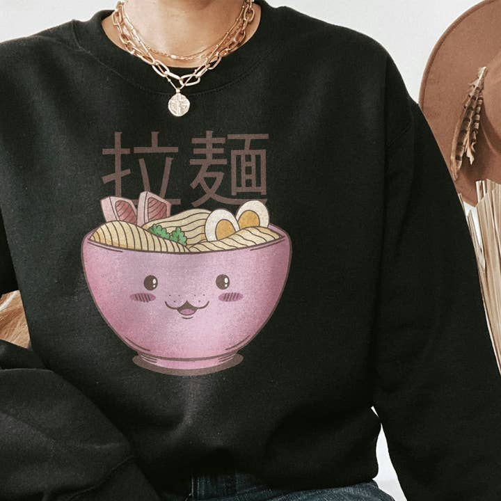 Kawaii Ramen Bowl Anime Asian Noodle Soup Sweatshirt/ for wholesale by PositiveParty