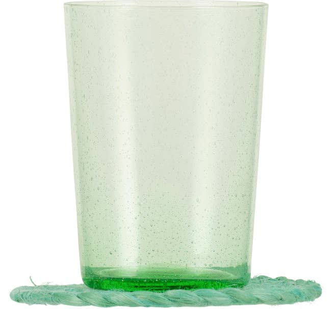 British Colour Standard North America - Wholesale Coasters - BRITISH COLOUR STANDARD - Silky Jute Coasters in Eau-de-Nil, Tied Set of 4, 4.7'' D3