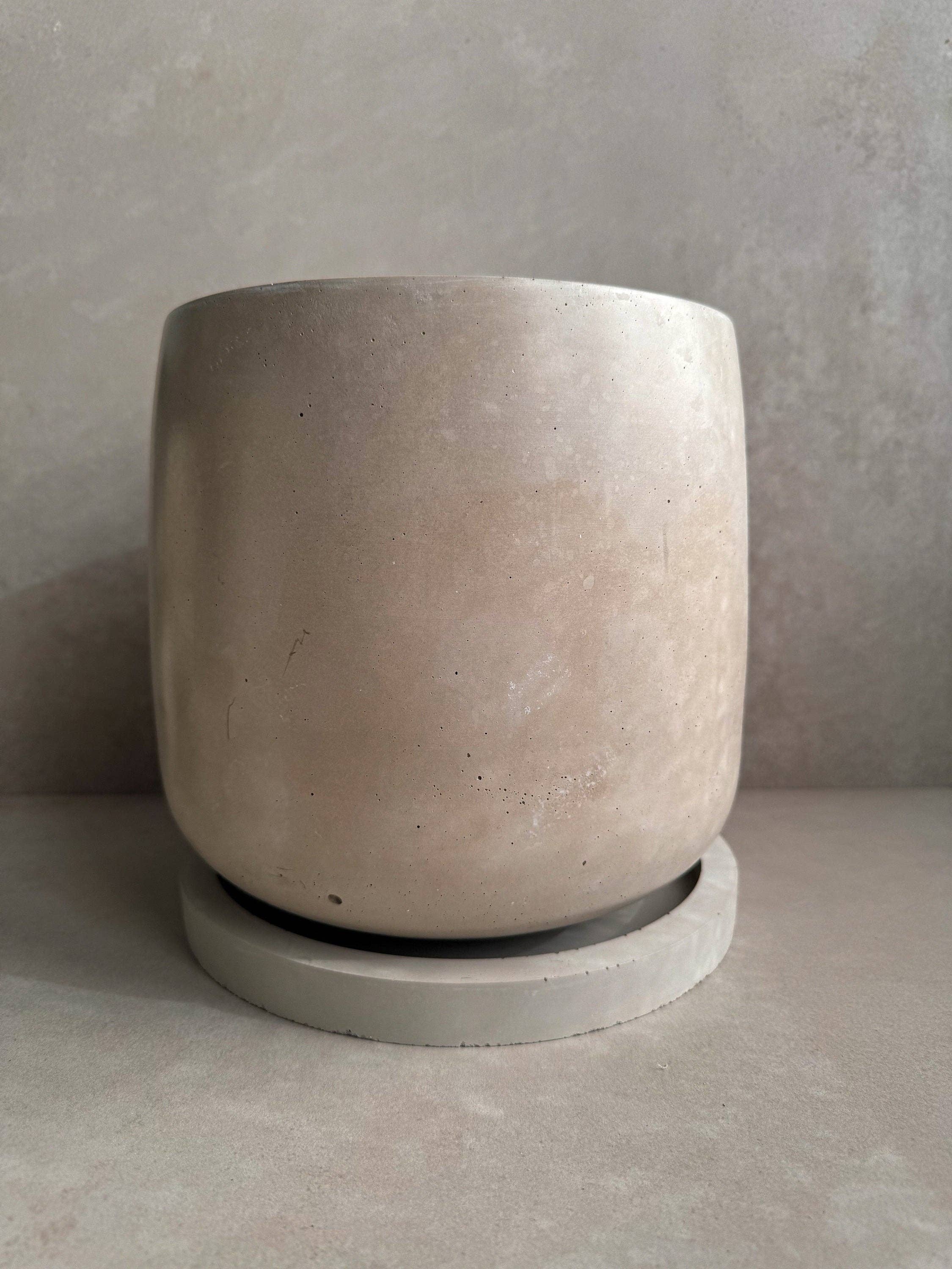 Minimal Loot Design - Vente Pot - Jardinière en béton avec soucoupe, grand pot de fleurs moderne, jardinière à bulles, pot en ciment décoratif, pot minimaliste avec drainage, grand pot nordique5