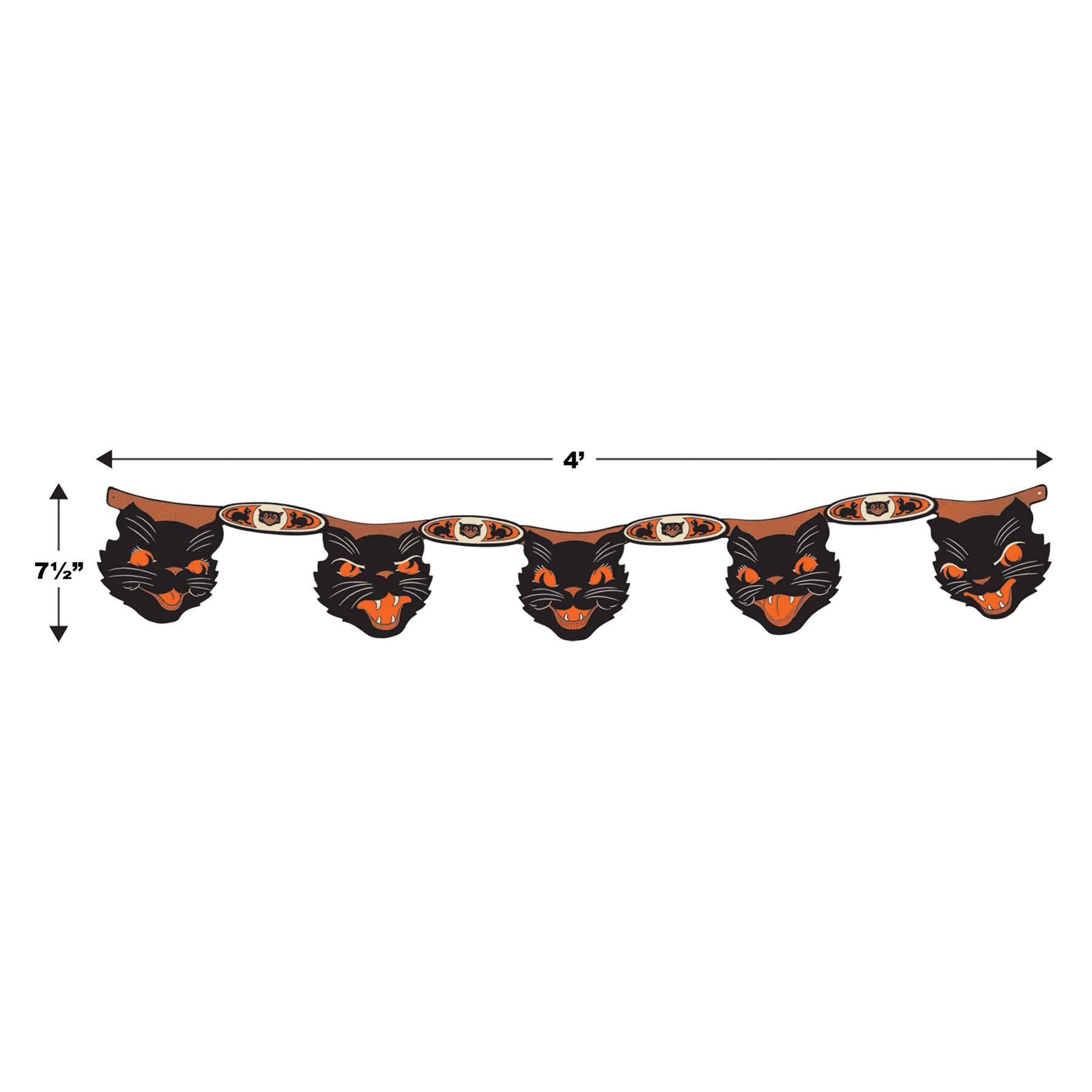 Beistle – wholesale Decal – Party decorations – Vintage Halloween Jointed Cat Streamer. 7½" x 4'1