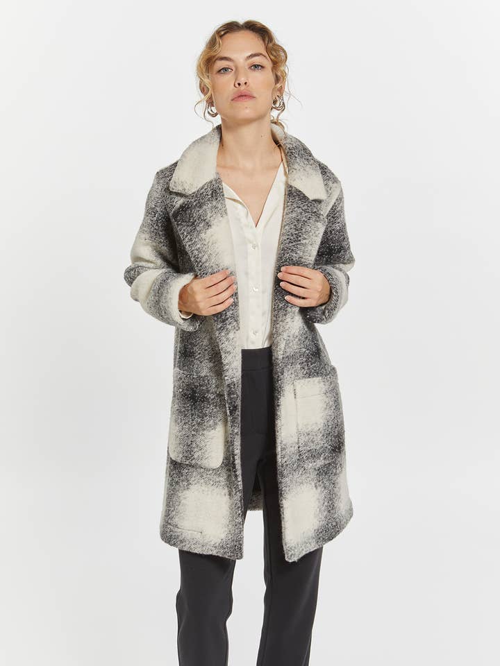 GUNMETAL PLAID Notch Lapel Coat - PRATT COAT for wholesale on Faire