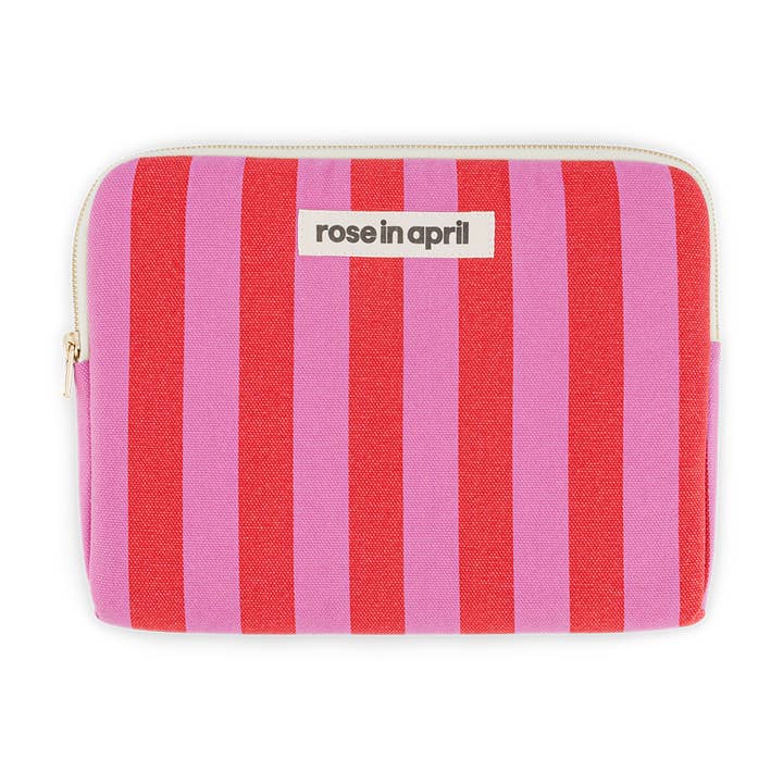 iPad sleeve Anouk stripes Orchid / tomato for wholesale by Rose in April