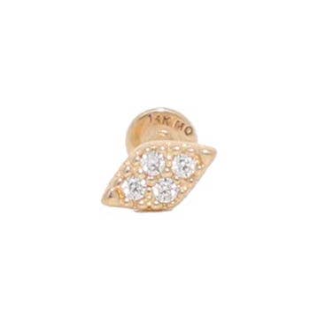 0062 14K Guld Triangel och Diamant petite cz skruv bak stud för wholesale av Dalbit New York Jewelry