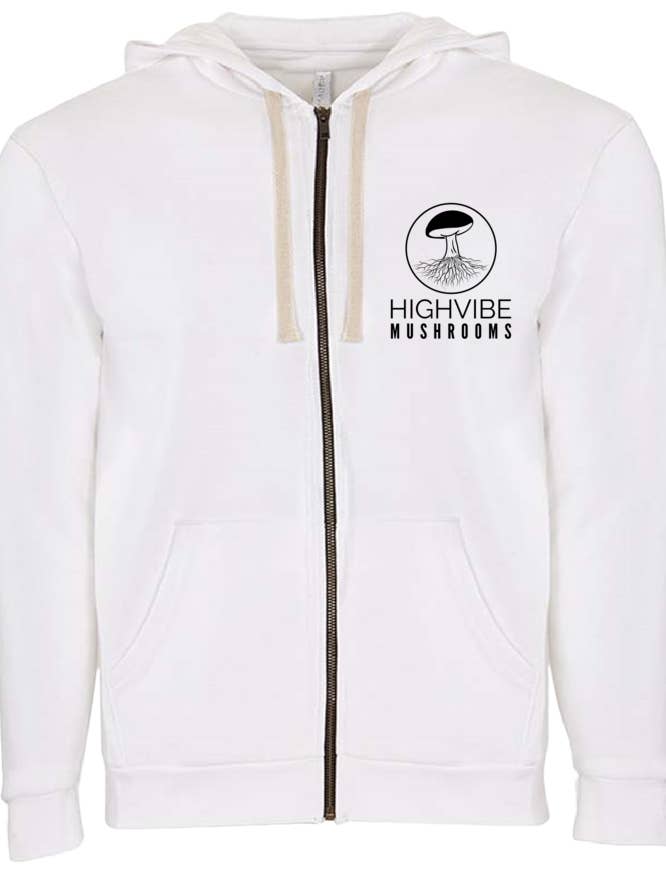 HVMWhiteHoodie-Black for wholesale by HighVibe Mushrooms