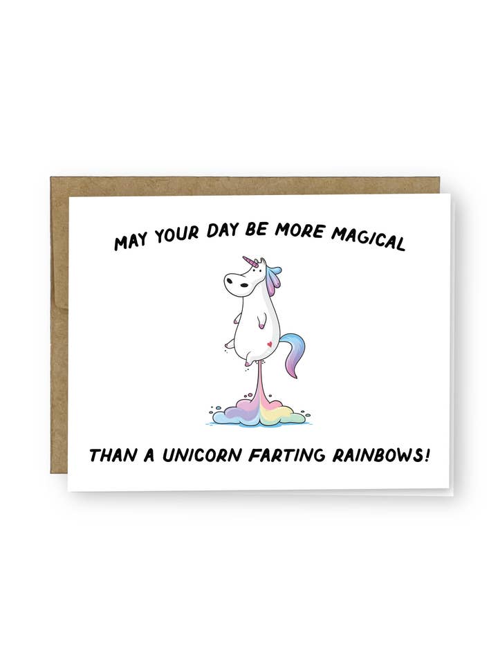 Unicorn Fart Greeting Card for wholesale by Surly Squirrel