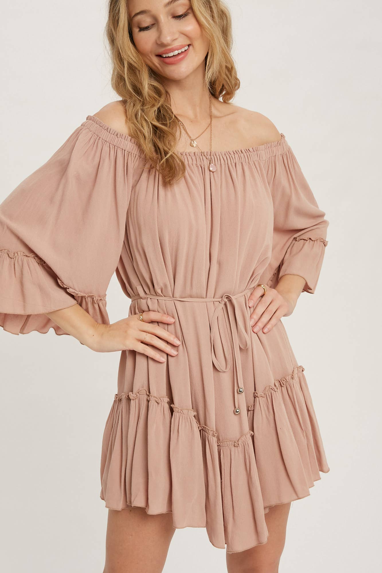 Bluivy - Wholesale Dress - Women's - RUFFLED SOLID BOHO DRESS46