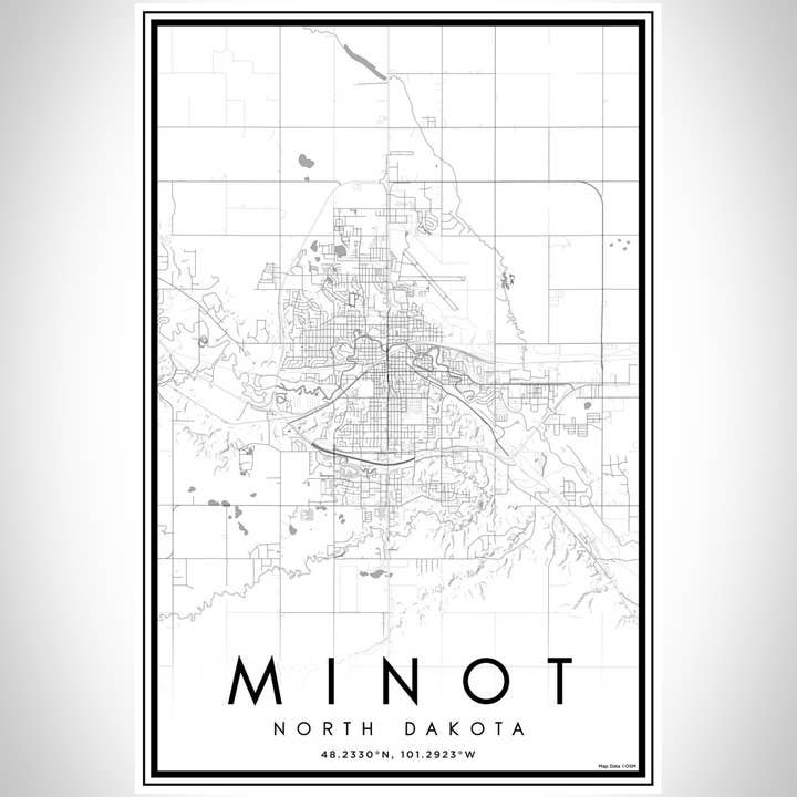 JACE.design - Wholesale Art Print - Minot ND Map Print Classic2