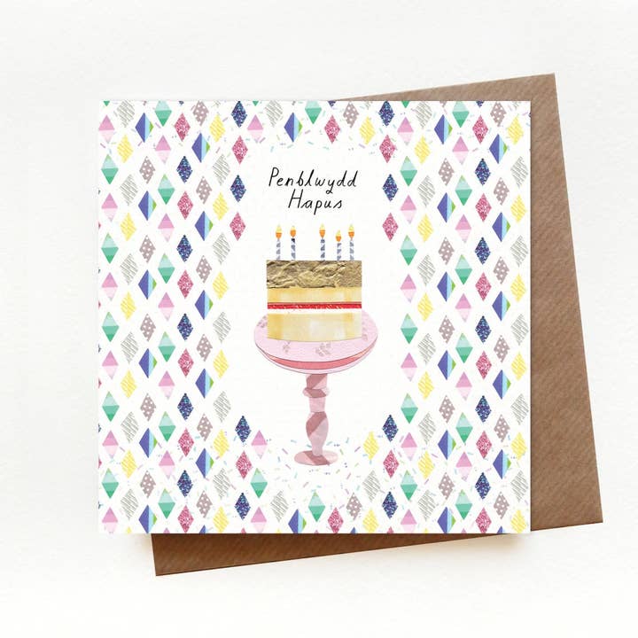 Birthday Cake Welsh Card for wholesale by Paperwhale Cards & Paper Goods