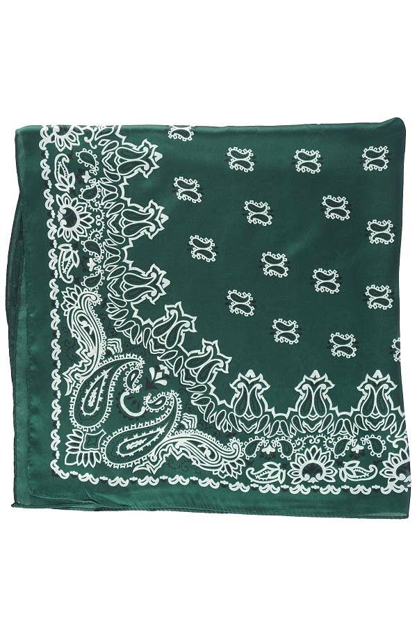 Olive & Pique - Wholesale Scarf - Women's - "So Silky" Satin Neckerchief Scarf, Versatile, Hunter Green1