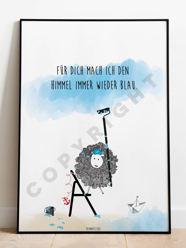 STAMPA - PER TE DIPINGO IL CIELO BLU per la vendita all'ingrosso da parte di HEIMARTLIEBE®