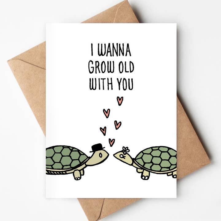 Grow Old Turtles Eco-friendly Card Love Anniversary Animals for wholesale by Jenna's Doodles