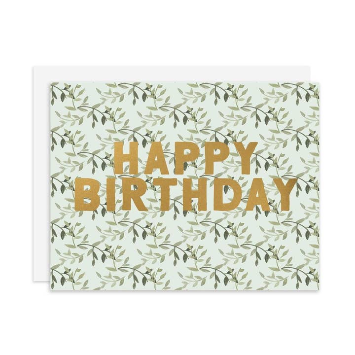 Happy Birthday Watercolor Leaves Pattern A2 Greeting Card for wholesale by MALWEST design