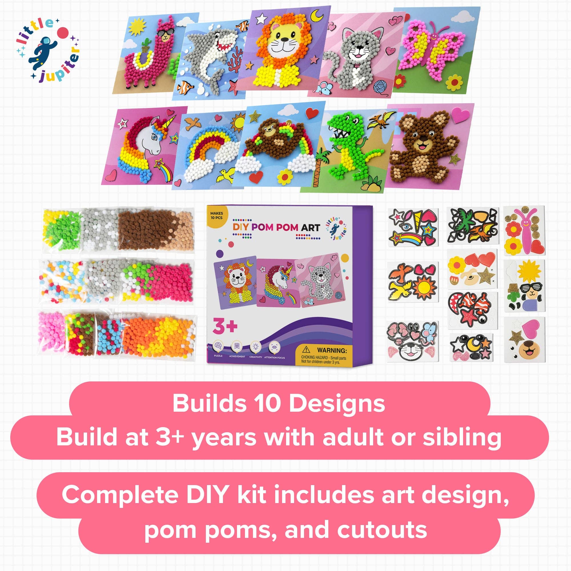 AYK Brand - Wholesale Doe-het-zelf-knutselset - Kinderen - DIY Pomponkunst - 10 stuks (Set 3)4