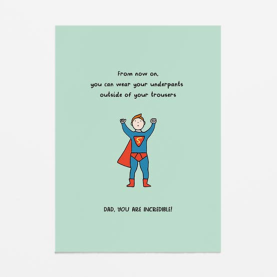 greeting card - superhero dad for wholesale by Van Kira