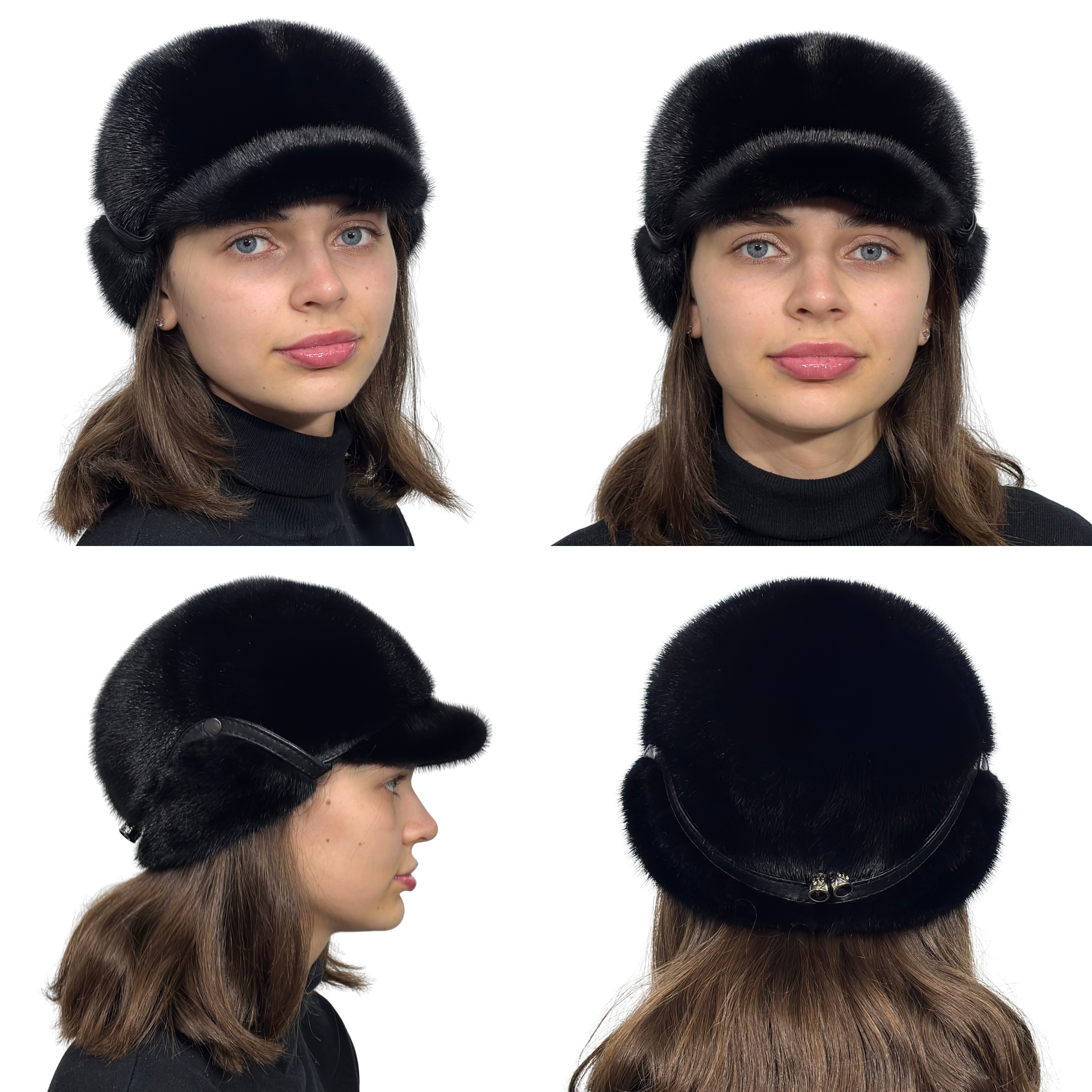 FurStyleUa - Vente Béret – femme - Chapeau en fourrure de vison pour femme, chapeau d'hiver en fourrure russe, véritable chapeau en fourrure.17