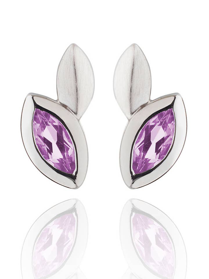 Nara Silver Earrings With Amethyst for wholesale by Manja