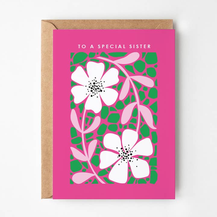 Cosmos Floral Sister Greetings Card (A6) for wholesale by Happy Street