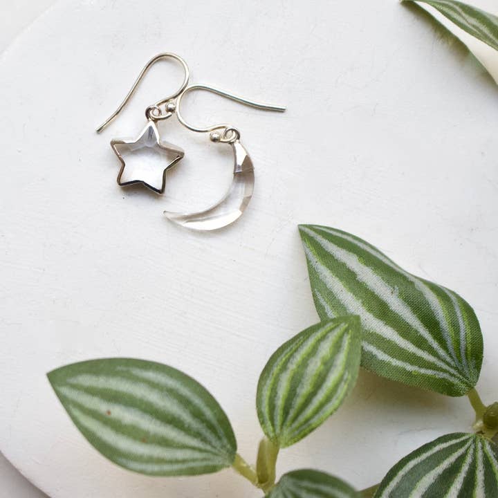 a.v. max - Wholesale Dangle Earrings - Moon & Star Mismatched Stone Earrings11