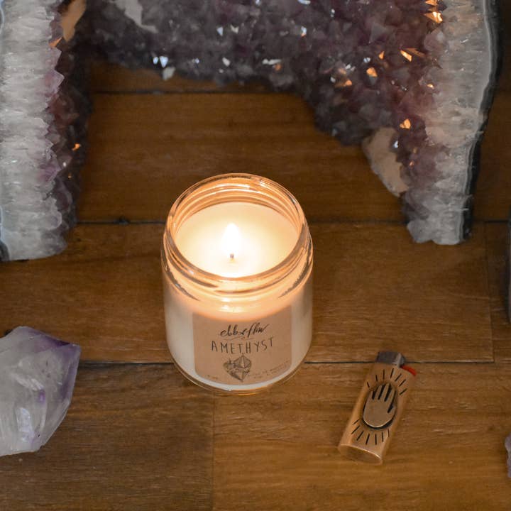 Ebb & Flow – wholesale Jar/filled candle – Amethyst - Natural Soy Candle with Fig, Blackberry, & Basil2