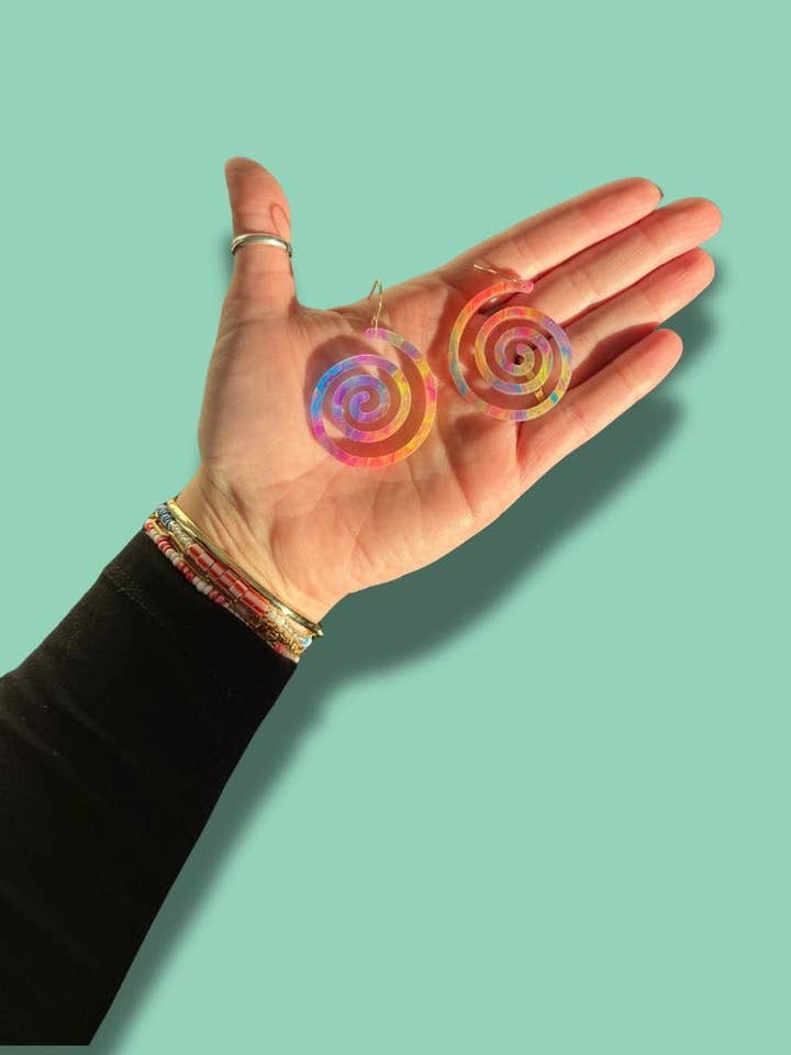 Funky Spiral Shape Colorful Acrylic Lightweight Earrings for wholesale by Pineapple Phi