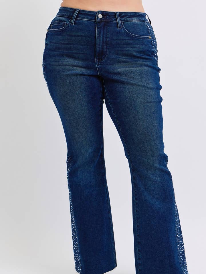 MR Rhinestone Side Panel Detail Flare - PLUS for wholesale by Judy Blue Jeans