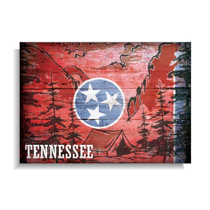 Magnet: Tennessee Camping Themed State Flag for wholesale by BetterMagnets.com by Design Studio 88 Inc