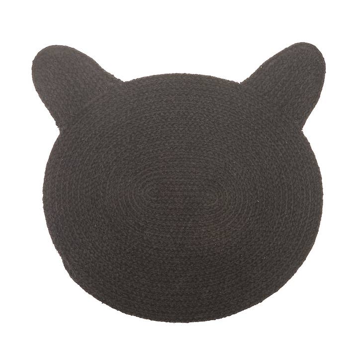 Braided Cotton Cat Shape Mat Black for wholesale by IH Casa Decor