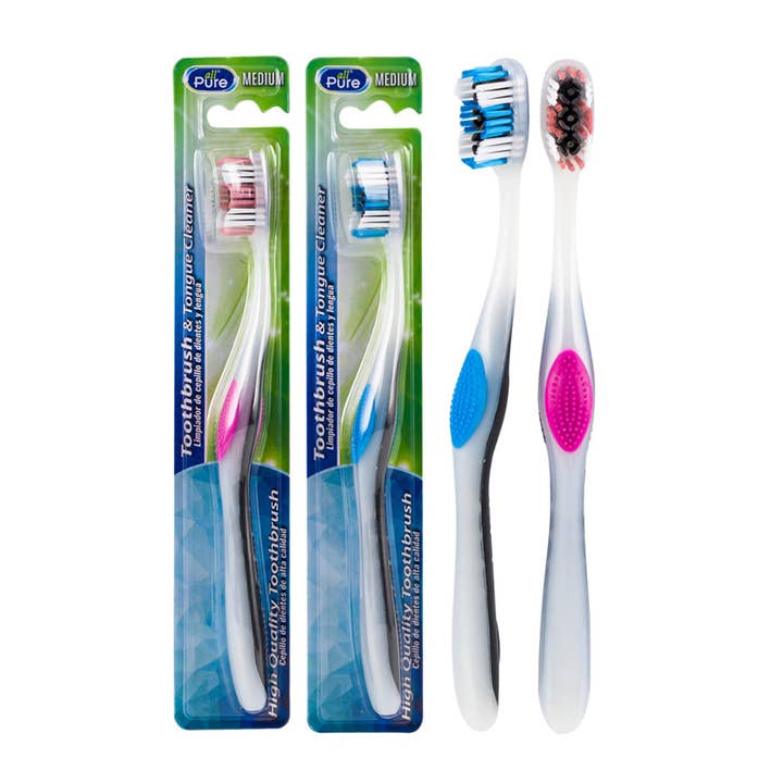 Medium Blue and Pink High Quality Toothbrush Assorted for wholesale by Deluxe Import Trading