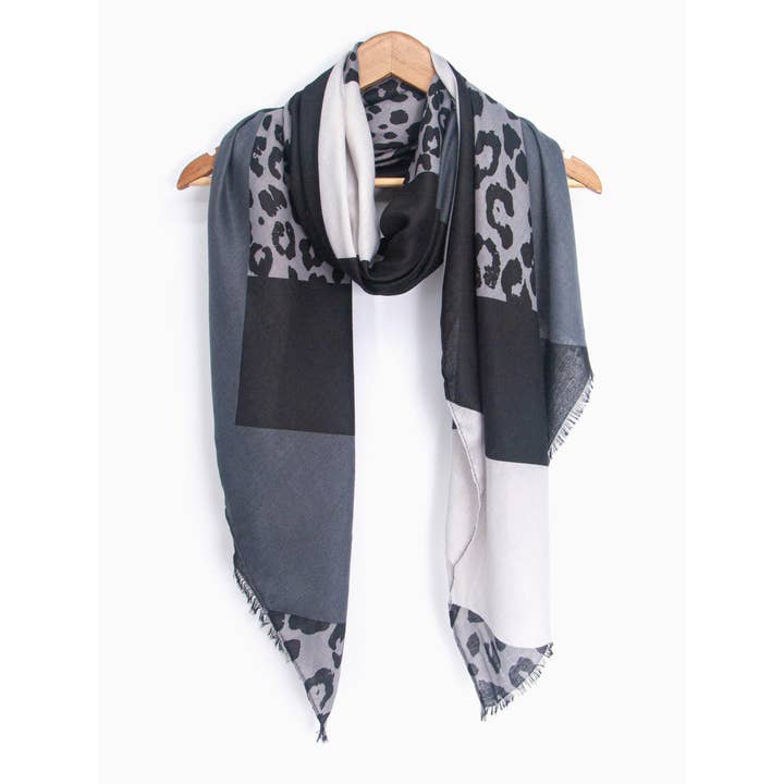Sarta Accessories - Wholesale Scarf - Women's - Patricia Lightweight Scarf - Dark Grey, Colour Block Leopard2