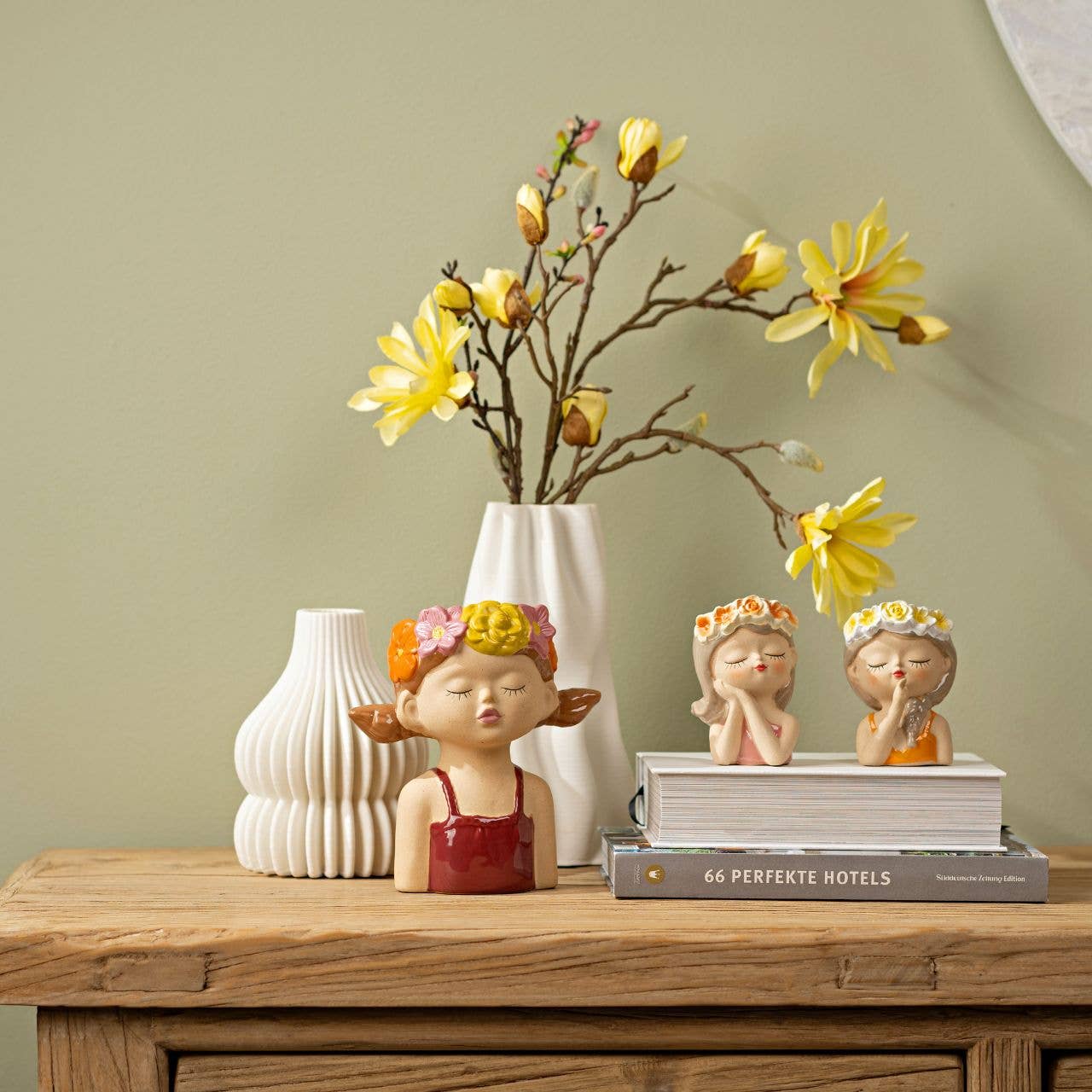 Wurm - Wholesale Plant Pot - Flower Pot Flower Girl Made of Stoneware, Beige/Bordeaux (W/H/D) 15x16x9cm2