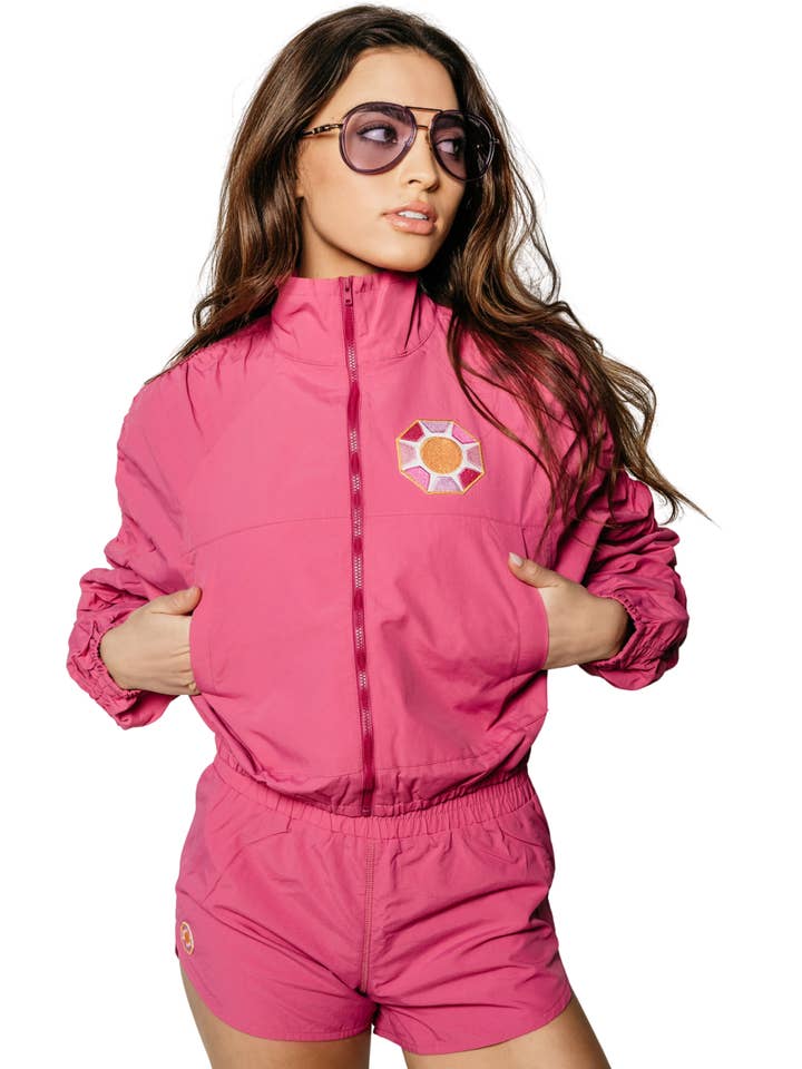 Solitaire Sun Track Jacket, Pink for wholesale by Sunshine Society