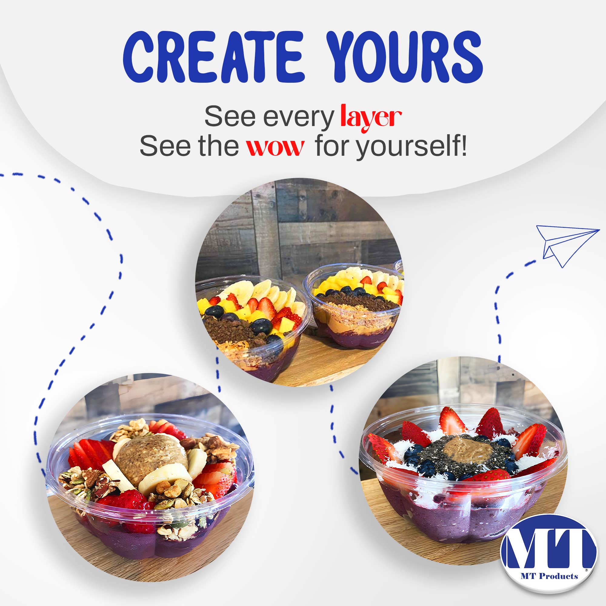 MT Products - Wholesale Food Storage Container - MT Products Clear Plastic Salad Container 16 oz3