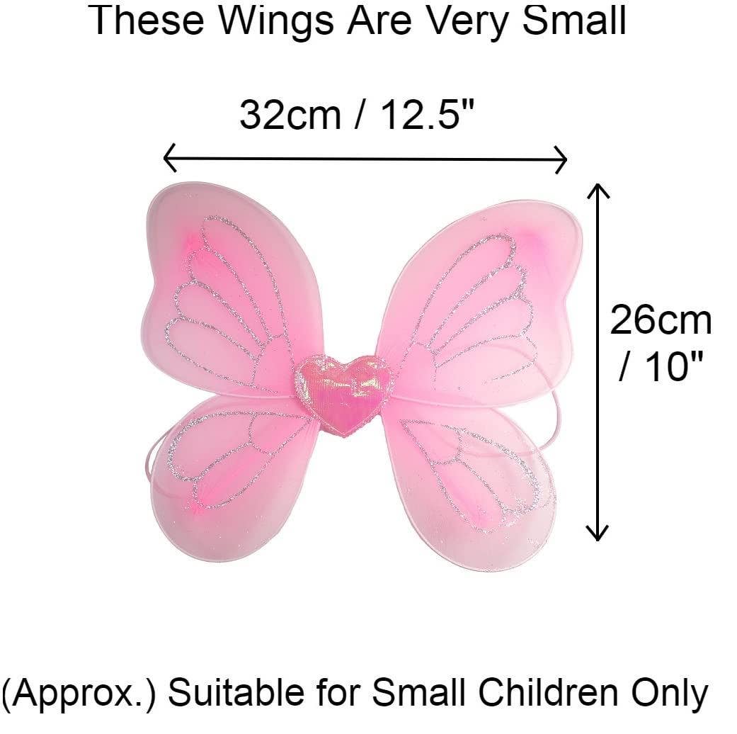 Topkids Accessories – wholesale Costume – Child – Angel Wings Fairy Butterfly Pixie Tinkerbell Fancy Dress Outfit Girls Dressing Up Costume Baby Toddler Kids Childs Small Tiny Mini Toy Fairywings Set Glitter23