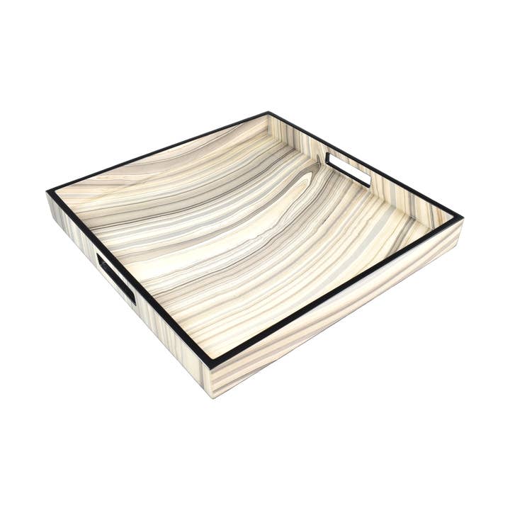 Tucson 16" Square Decorative Tray with Black Trim L-48TPT for wholesale by Pacific Connections