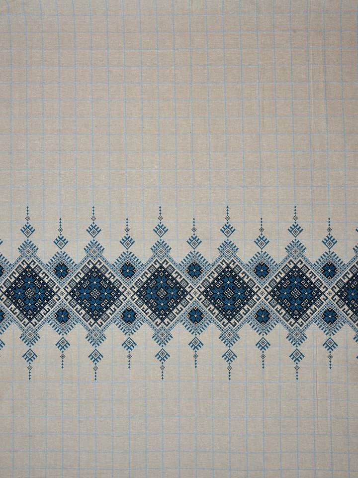 Beige,Blue Geometric Print King sheet & 2 Pillow Cases for wholesale by Mehr by Pretty