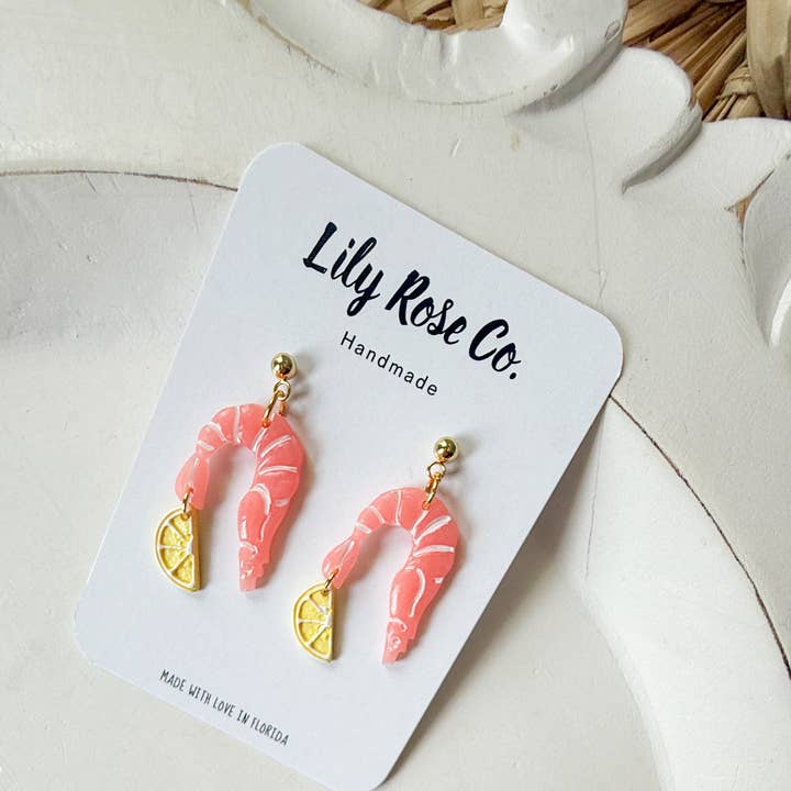 Lily Rose Co. - Wholesale Dangle Earrings - Shrimp With Small Lemons