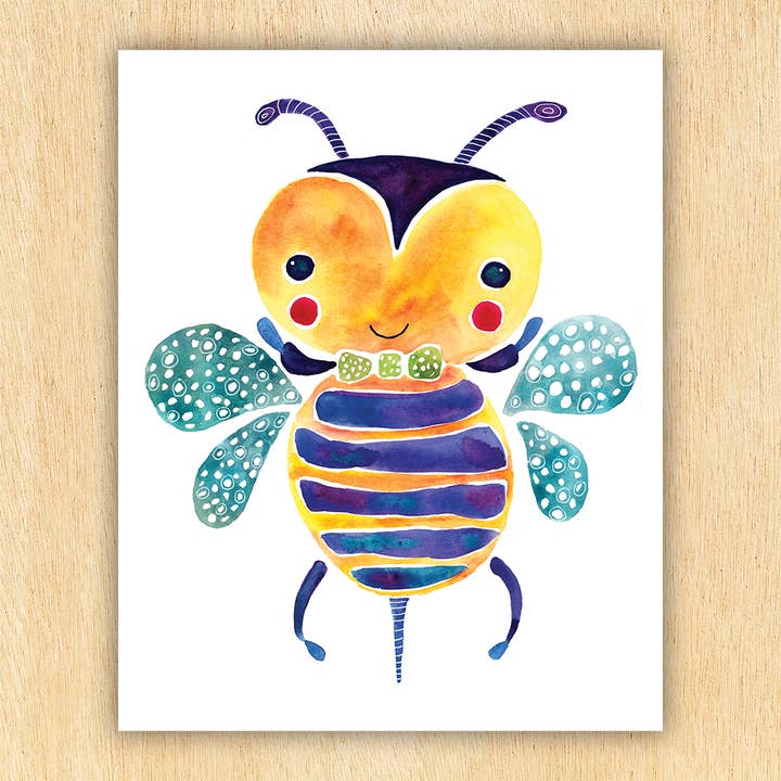 Cute Honey Bee Print | 8 x 10 | 11 x 14 | Wall Art Prints for wholesale by Mary M Spencer Design