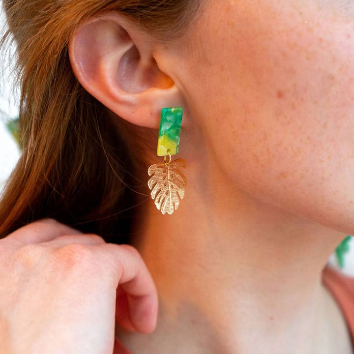 Spiffy & Splendid - Wholesale Dangle Earrings - Mini Belize Earrings - Green // Resort, Plant, Jewelry7
