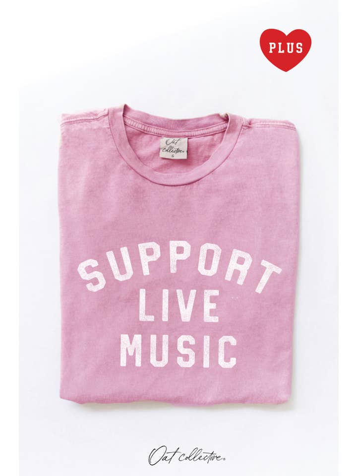 OAT COLLECTIVE - Wholesale Screen Printed T-Shirt - Women's - SUPPORT LIVE MUSIC Plus Mineral Graphic Top5