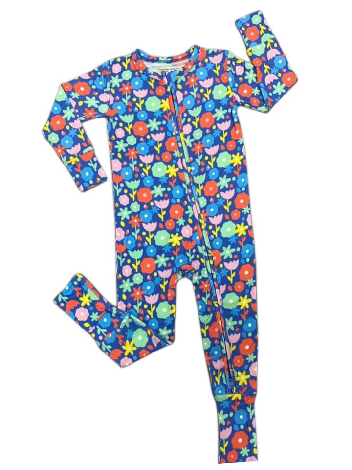Sunshine Kids Co - Wholesale Sleepsuit - Baby - Bamboo Floral Pajamas for Babies, Summer PJs, Colorful Summer Baby, Footless Zippered One Piece, Baby Girl Pajamas