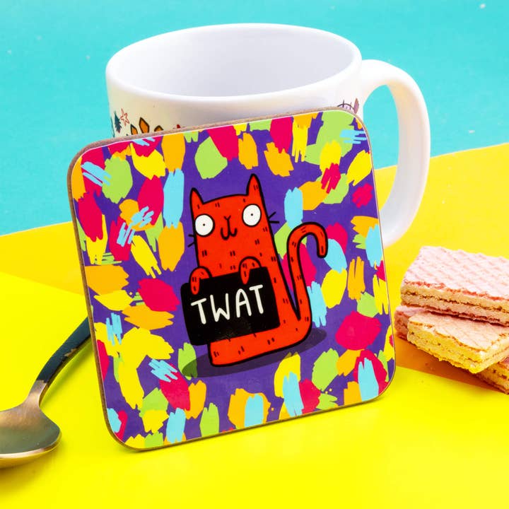 Katie Abey - Wholesale Coasters - Sweary Cat Twat Coasters