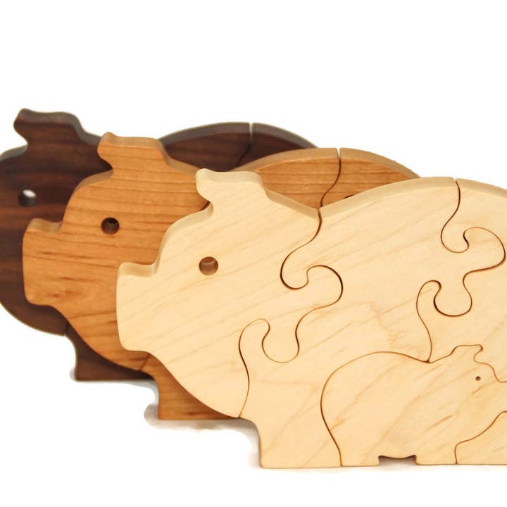 Wooden Pig Puzzle for Toddlers - Waldorf Christmas Gift for wholesale by Little Wooden Wonders