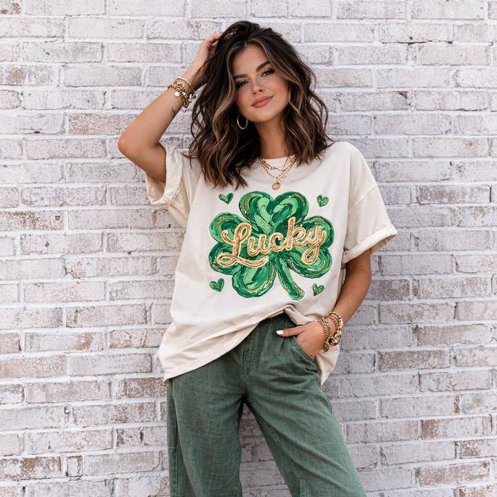 Lucky shamrock Comfort Color Tee for wholesale by Modern Kane