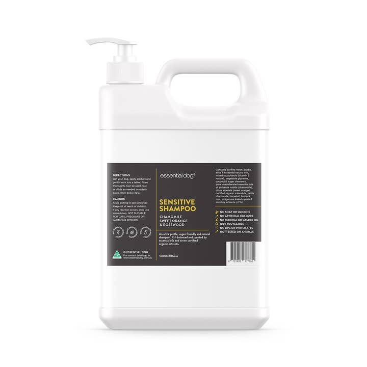 Essential Dog - Wholesale Pet Shampoo - Dog - Natural Sensitive Dog Shampoo (Chamomile, Orange & Rosewood)