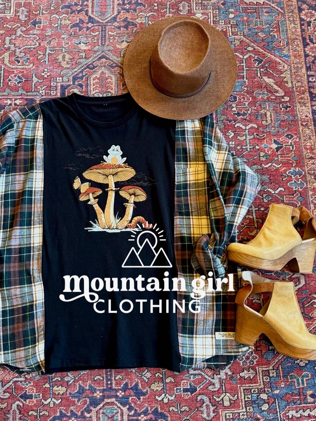 Mountain Girl Clothing - Wholesale Blouse - Women's - Upcycled Plaid Hybrid Graphic Tees 2