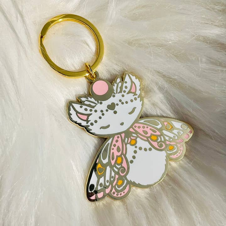 Bliss Kitty Gold Enamel Keychain for wholesale by Nicole Piar