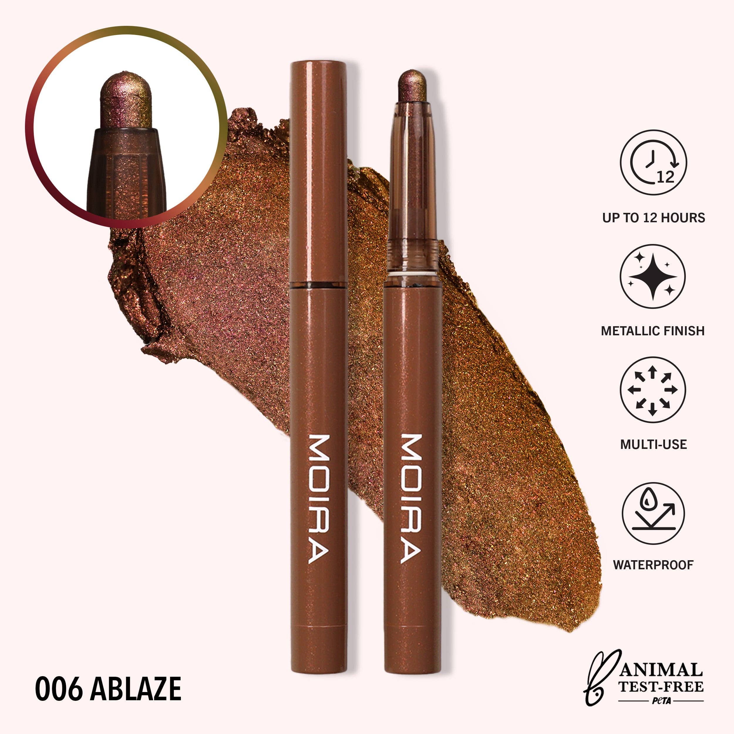 Moira Cosmetics - Venta al por mayor Maquillaje de ojos - Sombra en barra Stellar Glaze (006, en llamas)0