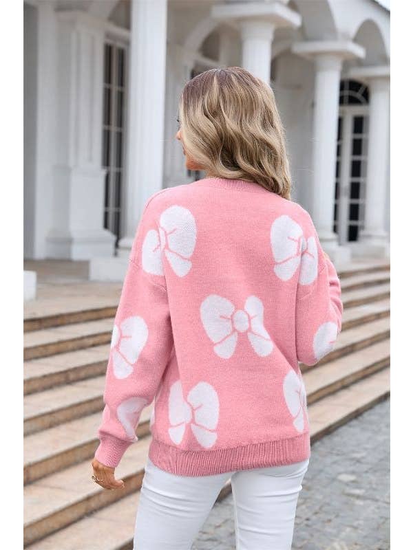 Pink Big bow knit sweater for wholesale on Faire