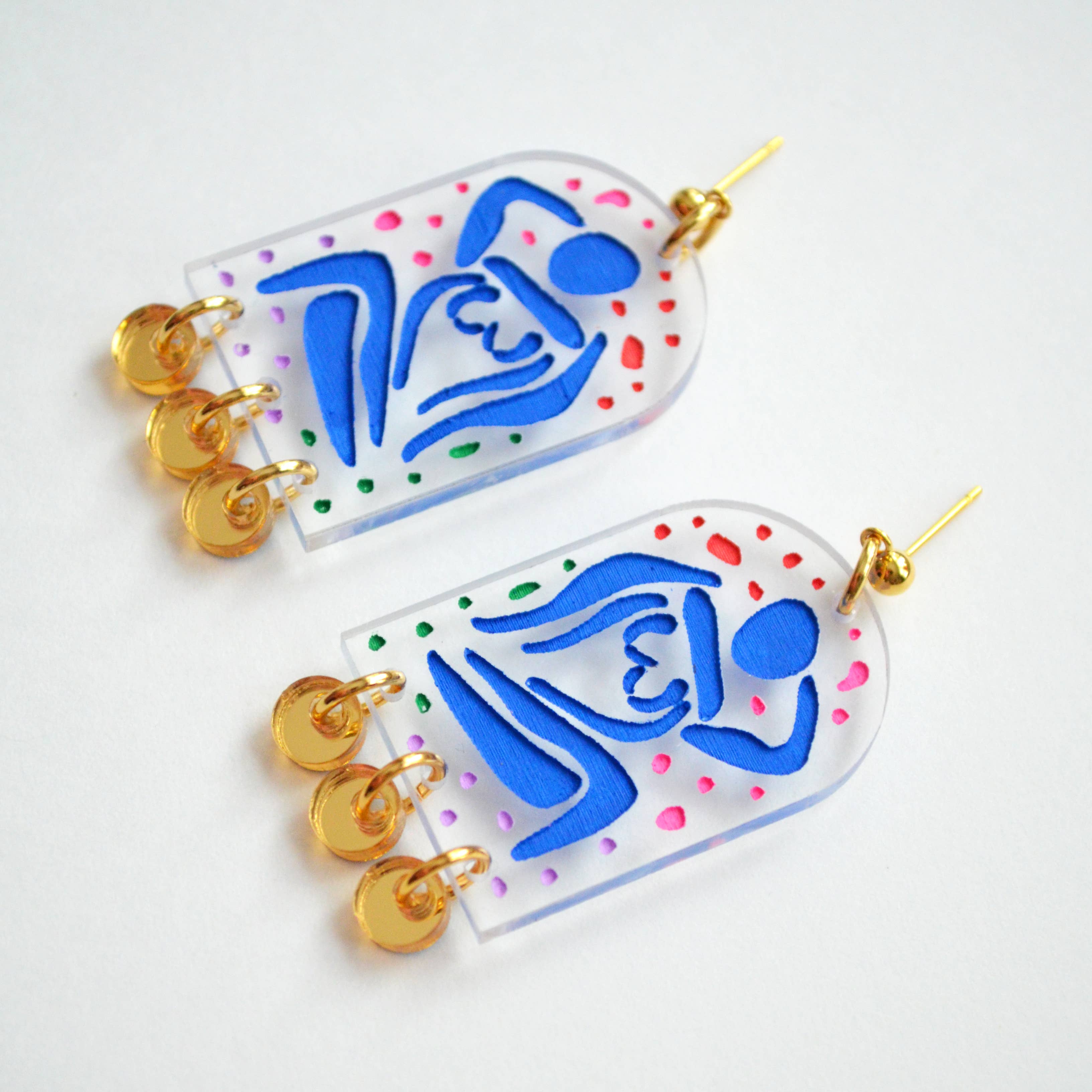 Boo and Boo Factory - Wholesale Hangende/ronde oorbellen - Blauwe dames acryl arch bengelen oorbellen11